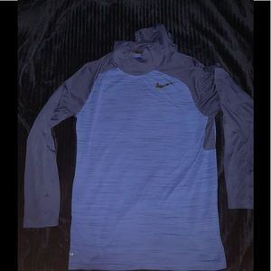 Blue hooded dri fit shirt